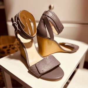 Nine West Wedge Heels. Grey Snakeskin. Barely worn.